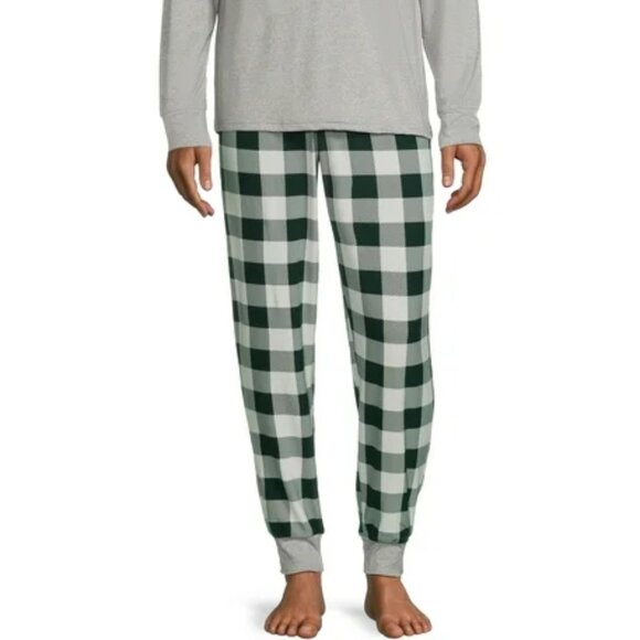 Men's Pajama Set XL-Holiday Green Plaid Christmas Tree Long Sleeve Top/Pants NWT - Picture 3 of 4